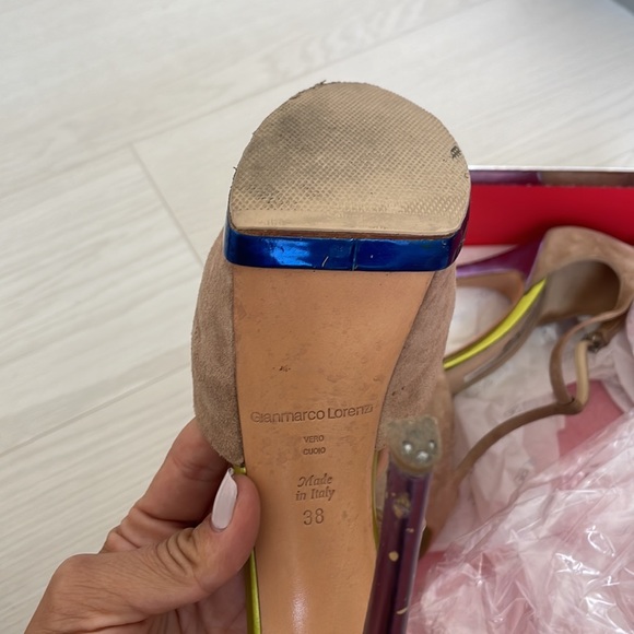 Gianmarco Lorenzi T-strap Platform Heels In Nude/ Multicolor - Picture 7 of 7